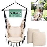 VITA5 Hängesessel Outdoor - Stabiler & Sicherer Hängestuhl - Stylischer Hängesessel Indoor - Schaukel für Erwachsene & Kinder - Bequeme Boho Raumdeko - 200kg Tragkraft (Creme Beige)